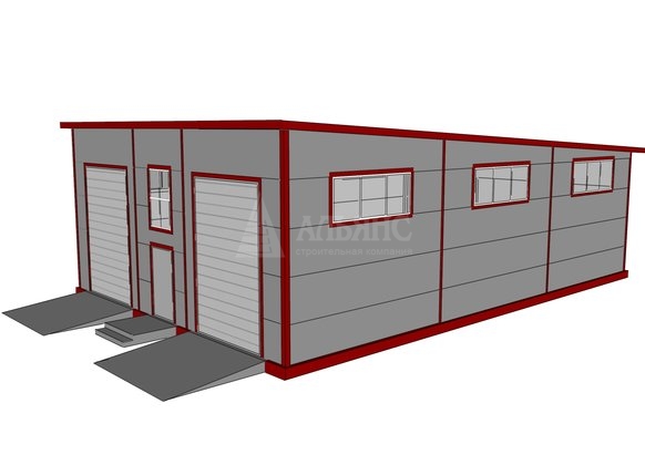 3D визуализация Проект гаража с двумя боксами из сэндвич-панелей - фото 7