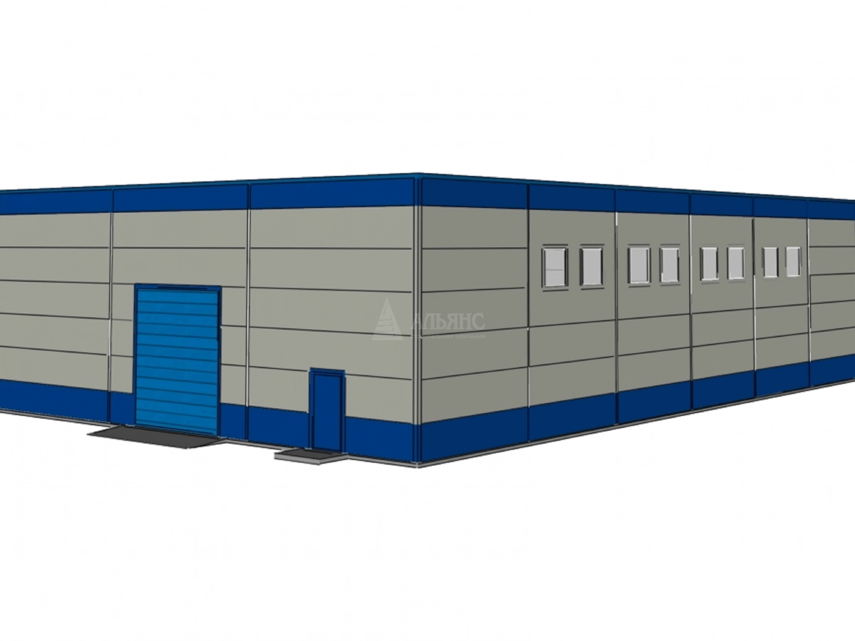 3D визуализация Склад-ангар готовой продукции из сэндвич-панелей - фото 12