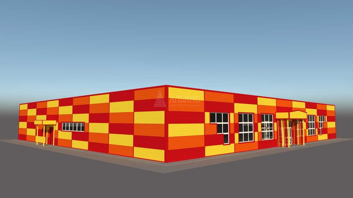 3D визуализация Торговый центр из сэндвич-панелей - фото 8