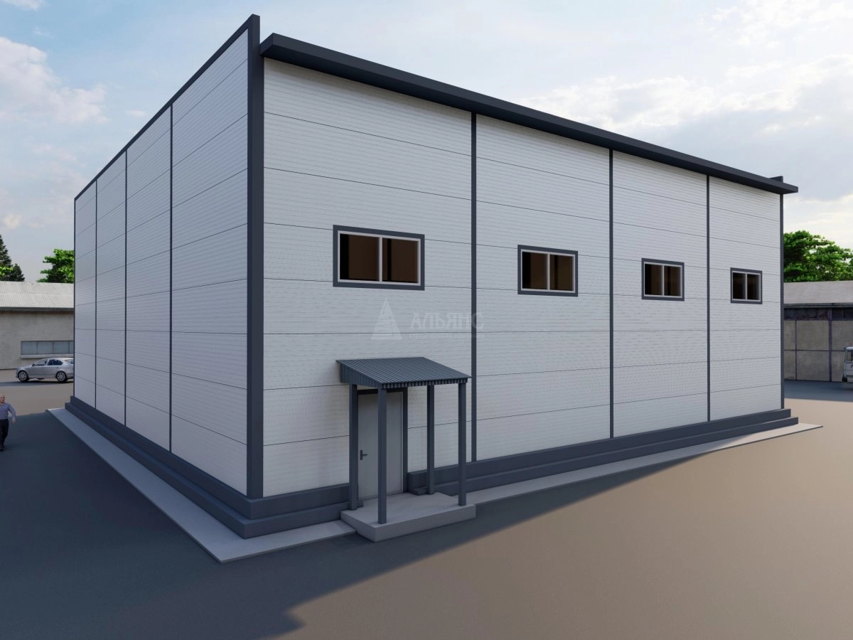 3D визуализация СТО с АБК из сэндвич-панелей - фото 3